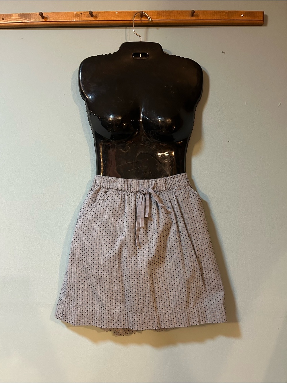 Light Gray Blue Printed Drawstring Casual Women's Skirt